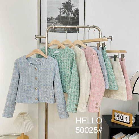 Tweed Co-ord Sets Of Crop Blazer and Mini Skirts